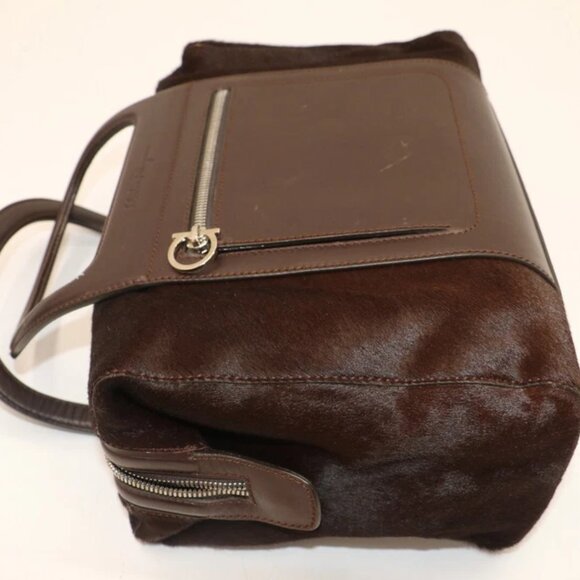 Salvatore Ferragamo AX-21 2834 Pony Hair Boston Handbag - Brown - Picture 5 of 15